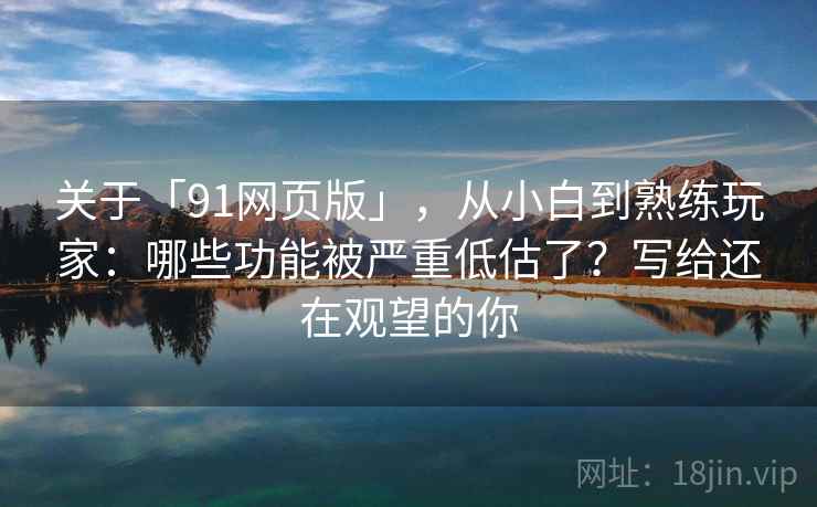 关于「91网页版」，从小白到熟练玩家：哪些功能被严重低估了？写给还在观望的你