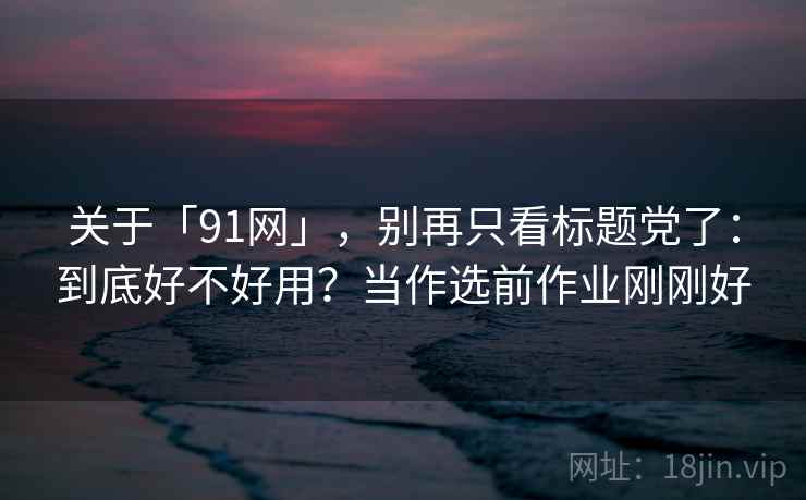 关于「91网」，别再只看标题党了：到底好不好用？当作选前作业刚刚好