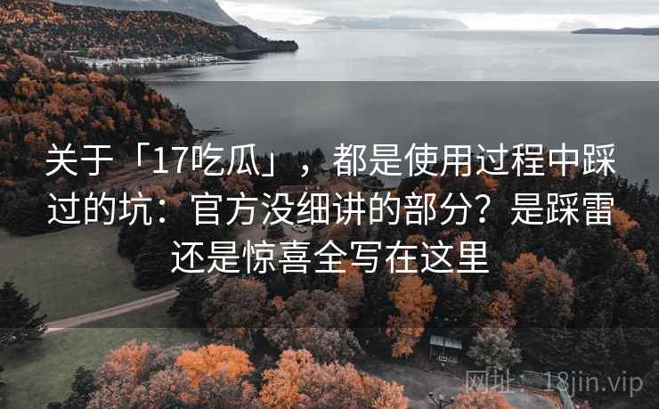 关于「17吃瓜」，都是使用过程中踩过的坑：官方没细讲的部分？是踩雷还是惊喜全写在这里